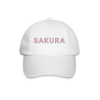 Sakura Pink Schrift auf Schwarz - Baseballkappe - Weiß/Weiß - Vorne
