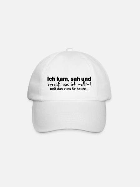 Ich kam, sah und vergaß und das zum 5x heute.. - Baseballkappe - Weiß/Weiß