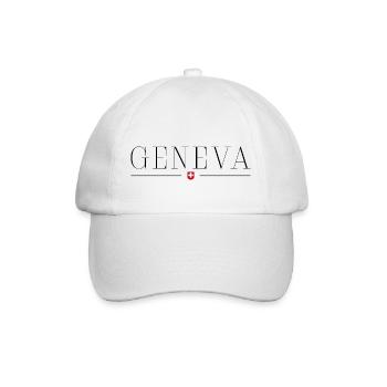 Genf T-Shirt: Seeufer, Diplomatie, Eleganz - Baseballkappe - Weiß/Weiß - Vorne