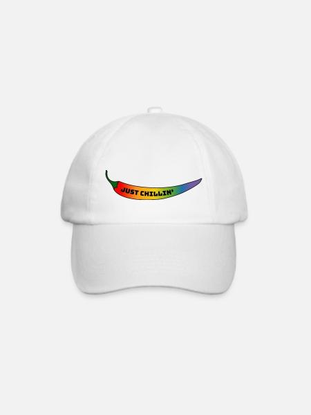 CSD Gay T Shirt Regenbogen Chili just chillin - Baseballkappe - Weiß/Weiß