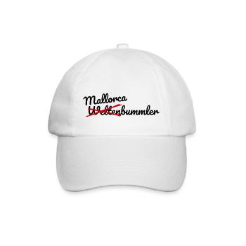 Mallorcabummler, kein Weltenbummler - Baseballkappe - Weiß/Weiß - Vorne