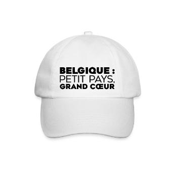 Belgien. Kleines Land, großes Herz! - Baseballkappe - Weiß/Weiß - Vorne
