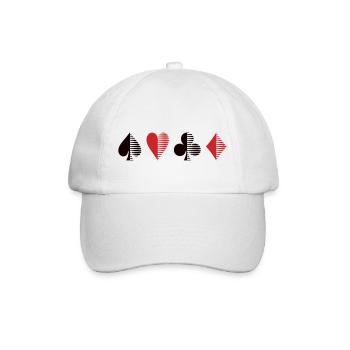 Kartensymbole Pik, Herz, Kreuz, Karo - Baseballkappe - Weiß/Weiß - Vorne