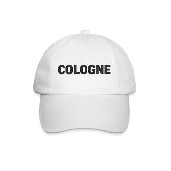Cologne – Gotische Architektur im Schriftbild - Baseballkappe - Weiß/Weiß - Vorne