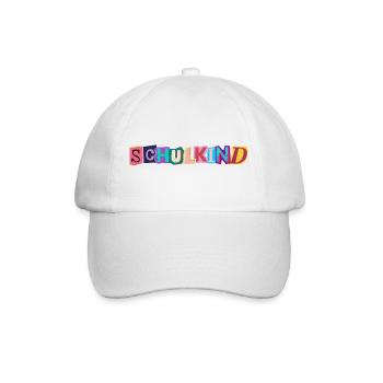 Kunterbuntes Schulkind Logo - Jetzt Schulkind - Baseballkappe - Weiß/Weiß - Vorne