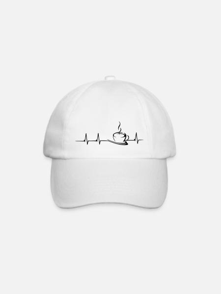 Kaffee Herzschlag - Baseballkappe - Weiß/Weiß