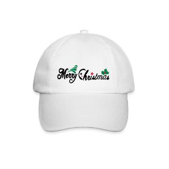 merry_christms_text_tree_holy_leaves - Baseballkappe - Weiß/Weiß - Vorne