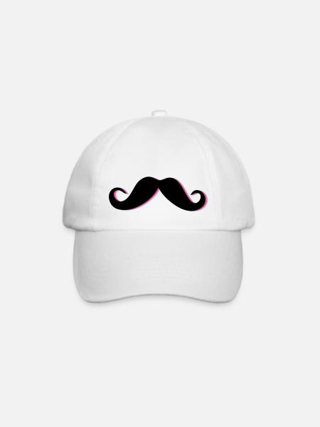 Funky Mustache - Baseballkappe - Weiß/Weiß