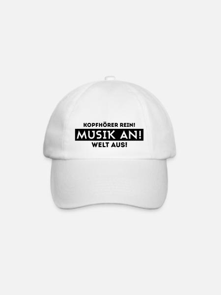 Kopfhörer rein, Musik an, Welt aus! - Baseballkappe - Weiß/Weiß