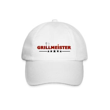 Grillmeister, Grillschürze, Grillmeister Design - Baseballkappe - Weiß/Weiß - Vorne