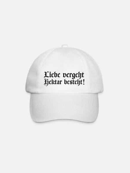 liebe vergeht - hektar besteht - Baseballkappe - Weiß/Weiß