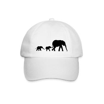 Elefanten, Elefantenfamilie, Elefant - Baseballkappe - Weiß/Weiß - Vorne