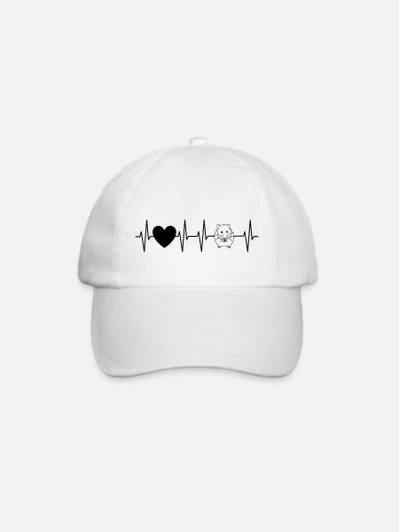 Herzschlag Hamster Liebe - Geschenkidee - Baseballkappe - Weiß/Weiß