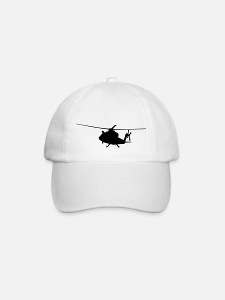 helikopter silhouette - Baseballkappe - Weiß/Weiß