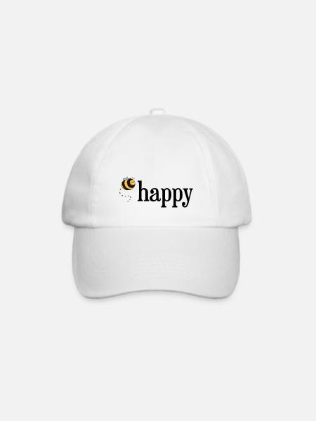 Bee Happy! - Baseballkappe - Weiß/Weiß