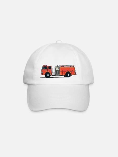 Feuerwehrauto - Baseballkappe - Weiß/Weiß