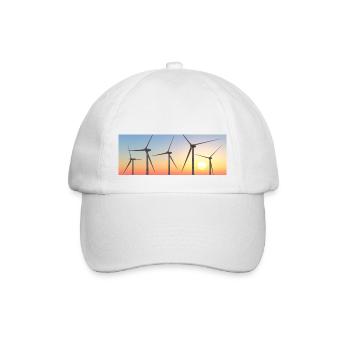 Windkraftanlagen, Windturbine, Windpark - Baseballkappe - Weiß/Weiß - Vorne