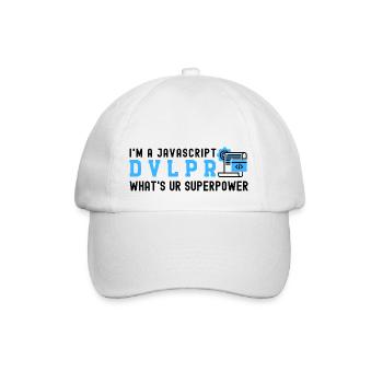 Ich bin ein Javascript-Entwickler, was ist Ihre Supermacht - Baseballkappe - Weiß/Weiß - Vorne