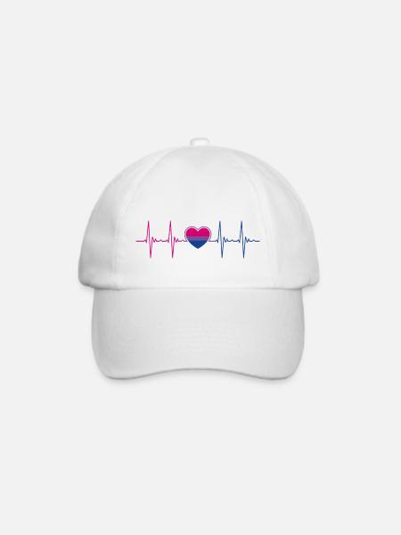 Bisexuell Bi Queer Pride Flag Herzschlag - Baseballkappe - Weiß/Weiß