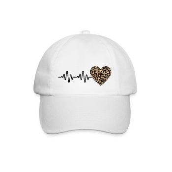Herz Leopard Herz Herzschlag Geschenkidee - Baseballkappe - Weiß/Weiß - Vorne