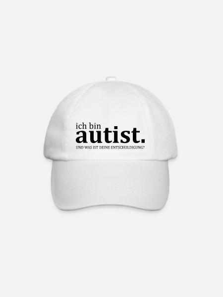 ich bin Autist - witziger & lustiger Spruch - Baseballkappe - Weiß/Weiß