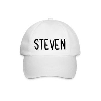Steven Custom Name Schriftart Text Geburtstag - Baseballkappe - Weiß/Weiß - Vorne