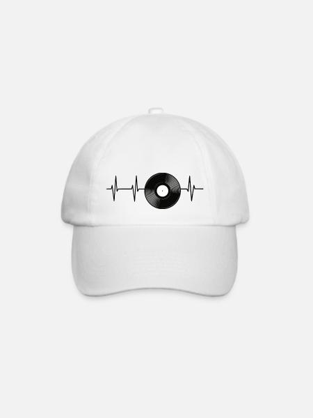 Herzfrequenz Schallplatte - Baseballkappe - Weiß/Weiß