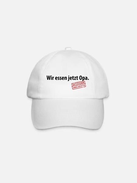 Wir essen jetzt Opa Satzzeichen Leben retten Komma - Baseballkappe - Weiß/Weiß