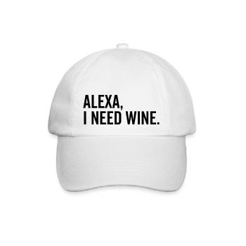 Alexa Ich brauche Wein - Baseballkappe - Weiß/Weiß - Vorne