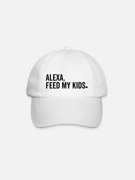 Alexa füttern meine Kinder - Baseballkappe - Weiß/Weiß