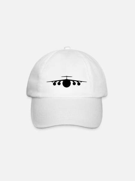Transportflugzeug, Vorderansicht - Baseballkappe - Weiß/Weiß