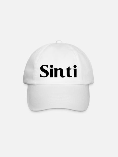 Sinti- Schwarze Schrift - Baseballkappe - Weiß/Weiß