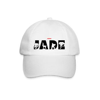 Vorname Jade – Tierbuchstaben - Baseballkappe - Weiß/Weiß - Vorne