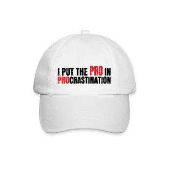 I Put The Pro In Procrastination 7 - Baseballkappe - Weiß/Weiß - Vorne