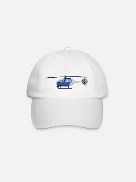 Pilot und Hubschrauber blau und weiß - Baseballkappe - Weiß/Weiß