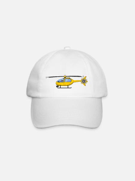 Pilot und Hubschrauber gelb - Baseballkappe - Weiß/Weiß
