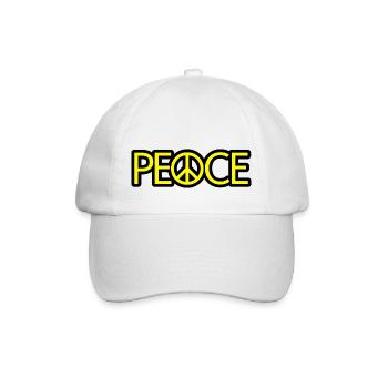 PEACE mit Friedenssymbol Peacezeichen Peacesymbol - Baseballkappe - Weiß/Weiß - Vorne