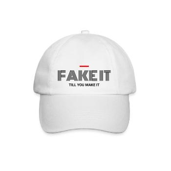 Fake It Till You Make It – Motivation - Baseballkappe - Weiß/Weiß - Vorne