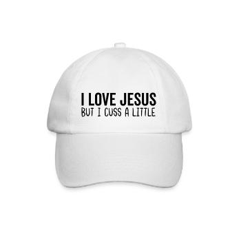 Ich liebe Jesus, aber ich fluche ein bisschen - Baseballkappe - Weiß/Weiß - Vorne