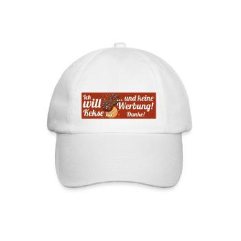 Ich will Kekse und keine Werbung! Keine Werbung! - Baseballkappe - Weiß/Weiß - Vorne