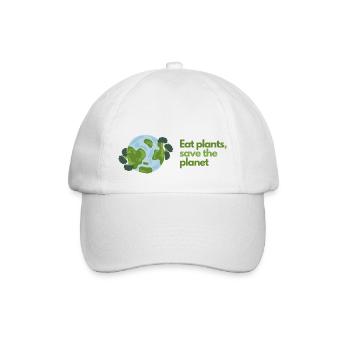 Eat plants save the planet - Vegan - Baseballkappe - Weiß/Weiß - Vorne