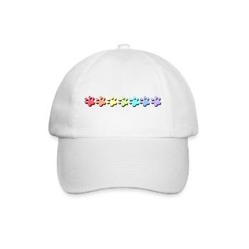 Pfotendesign in Pastellfarben - Baseballkappe - Weiß/Weiß - Vorne