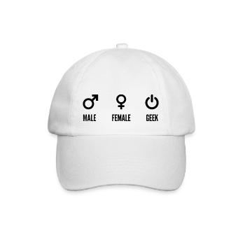 Männlicher weiblicher Geek - Baseballkappe - Weiß/Weiß - Vorne
