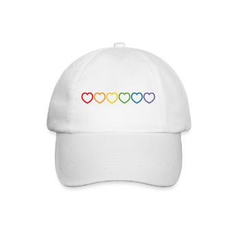 Regenbogenherzchen outline - Baseballkappe - Weiß/Weiß - Vorne