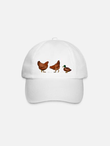 Henne x Ente - Baseballkappe - Weiß/Weiß