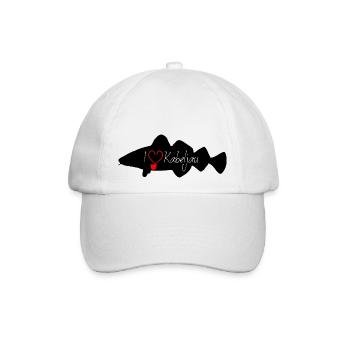 i Love Kabeljau schwarz - Baseballkappe - Weiß/Weiß - Vorne
