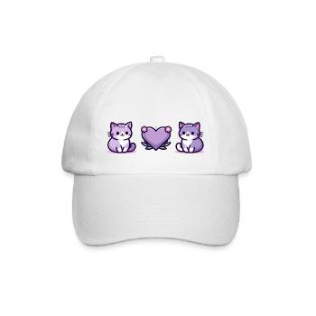 Katzen mit großem Herz - Baseballkappe - Weiß/Weiß - Vorne