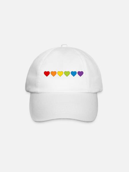 LGBTQIA+ CSD Herz Regenbogen Herzen Pride Month - Baseballkappe - Weiß/Weiß