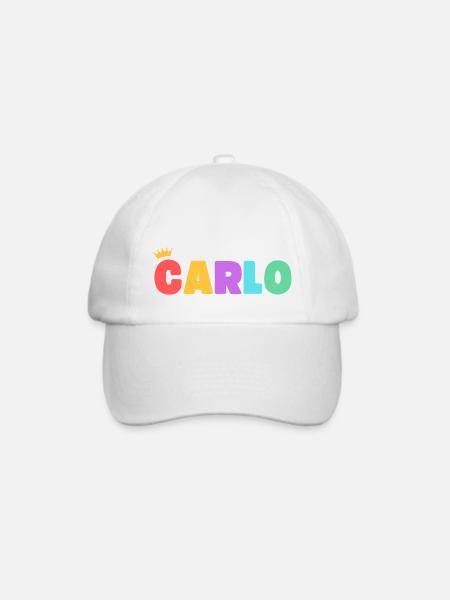 Carlo! Personalisierbar - Baseballkappe - Weiß/Weiß