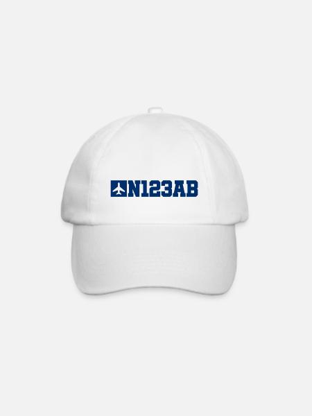 Custom Aviation - Flugzeug - Luffahrt - Pilot - Baseballkappe - Weiß/Weiß